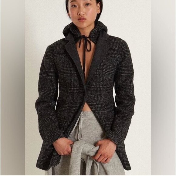 NWT Thakoon Womens‎ Coat Hooded Wool Blend Charcoal Size XS - Picture 1 of 11